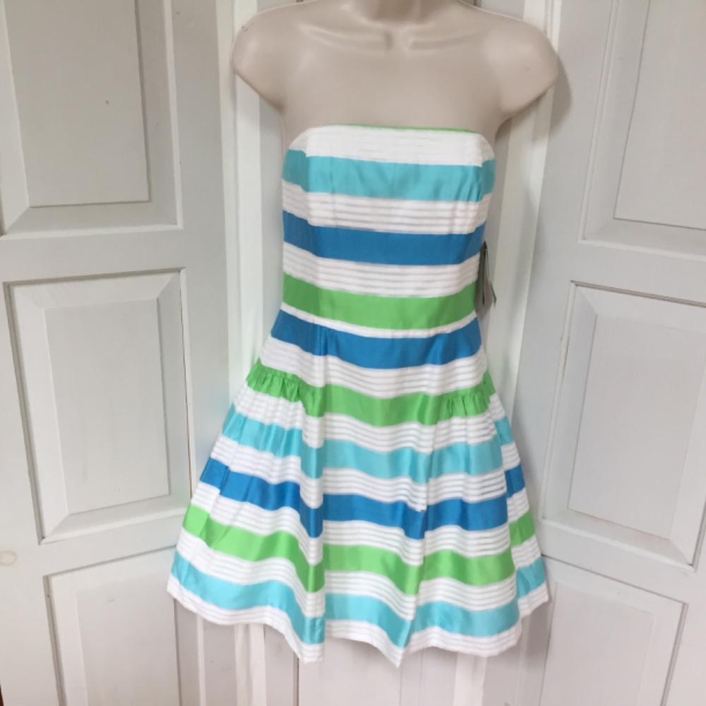 Lilly Pulitzer Silk Blend Corded Organza Stripe "Jordon" Mini Dress NWT